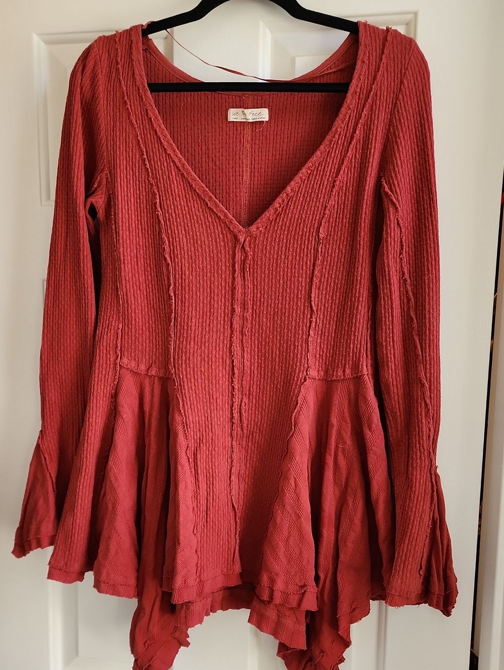 We The Free Rust Red V-Neck Peplum Tunic